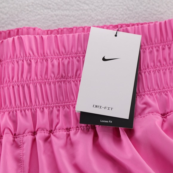 Nike Dri Fit Womens Running Training Shorts Loose Fit Pink Size L - Picture 3 of 9